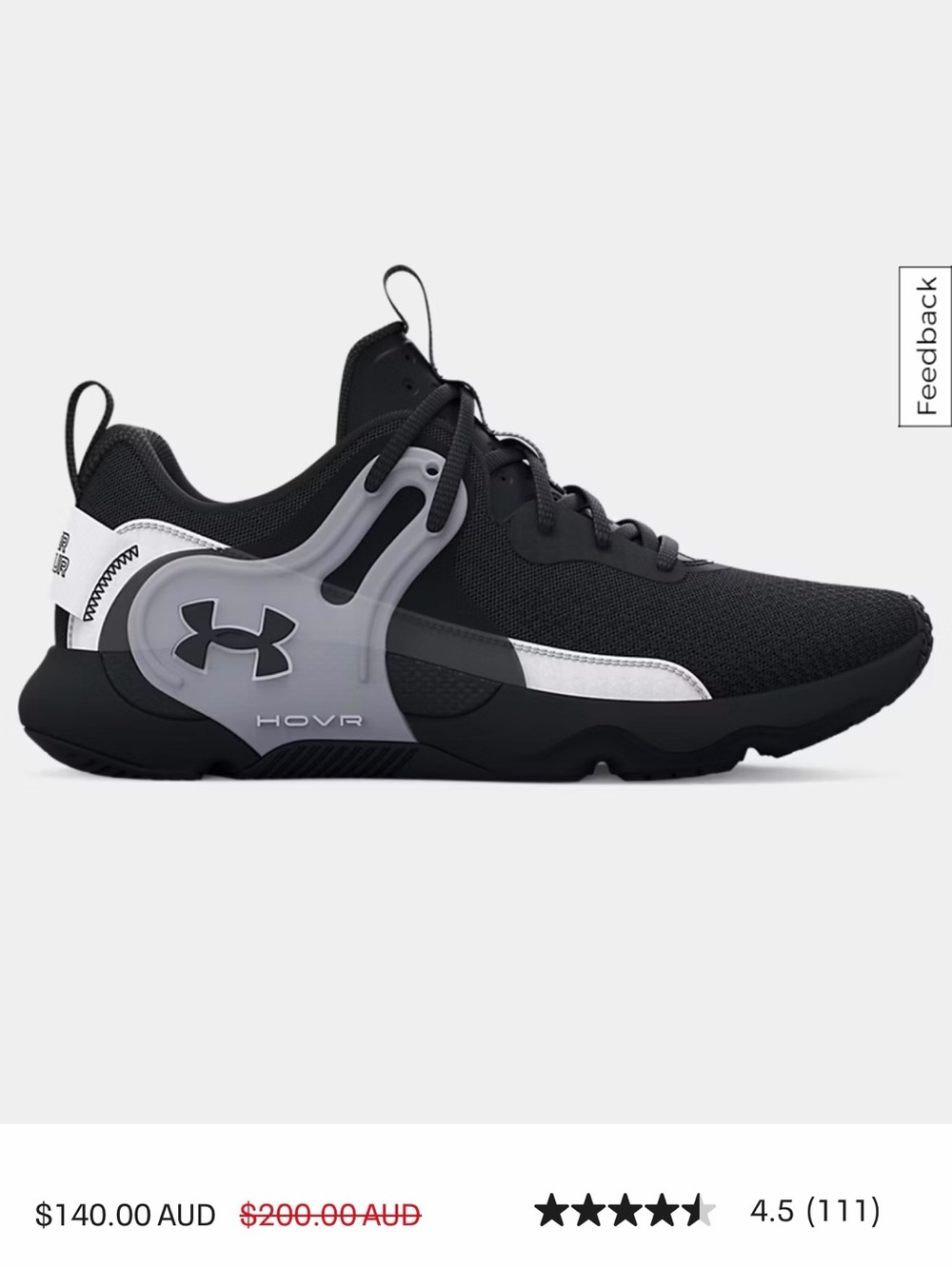 Under Armour Kids Black and Gray HOVR Sneaker